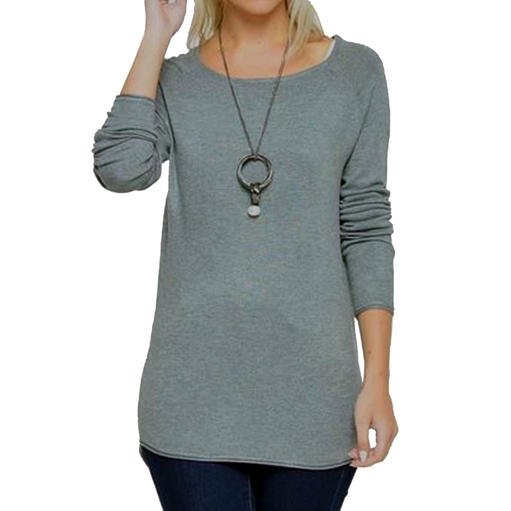 ONLY Mila Sweater Lacy Long Sleeve Pullover Knit Super Soft Viscose Grey